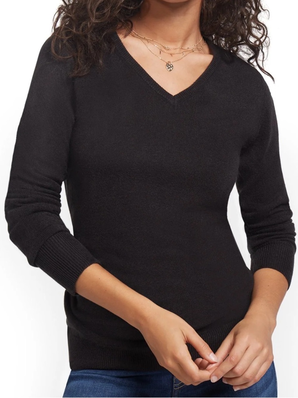 New York & Company | Black Essential V-Neck Sweater